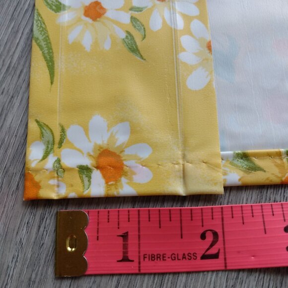 Vintage Vinyl Window Curtains Yellow Floral Set of 4 Panels Tiebacks 33" x 46.5" - Picture 9 of 11